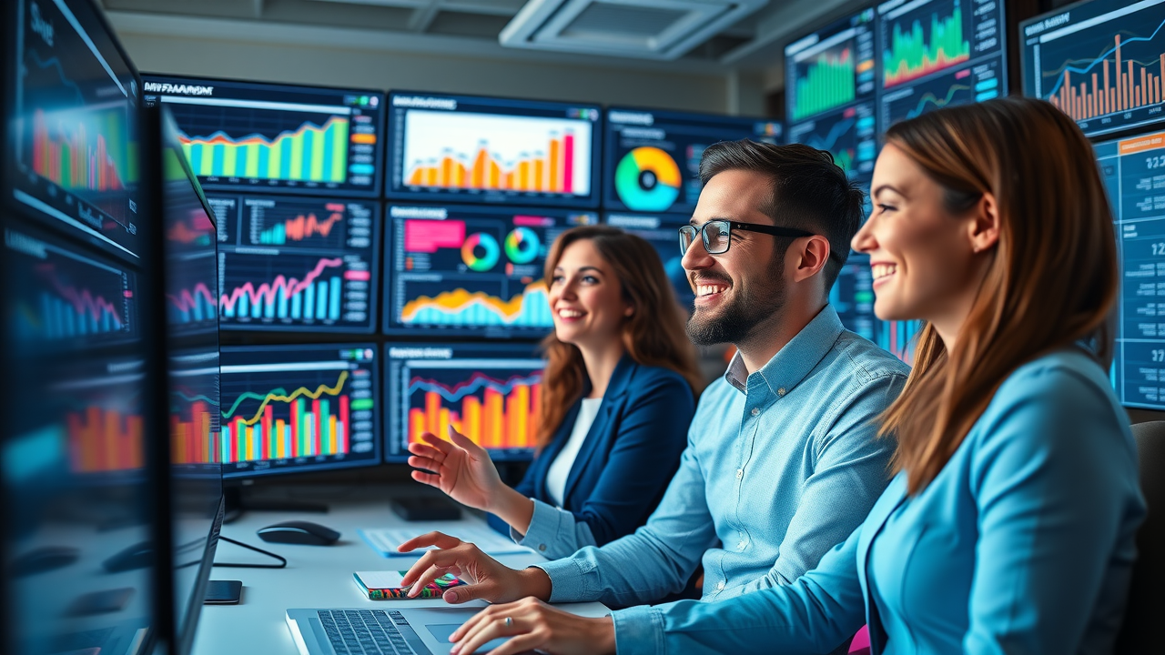 vibrant digital marketing dashboard with online advertising platforms analytics and marketers