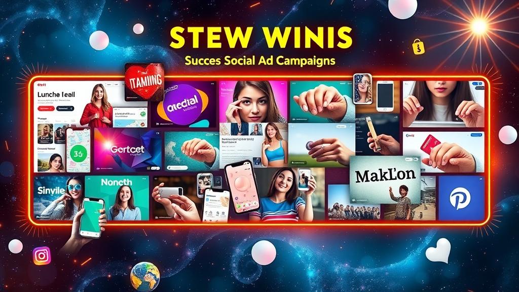 Montage of successful social media ad campaigns across paid social ad platforms