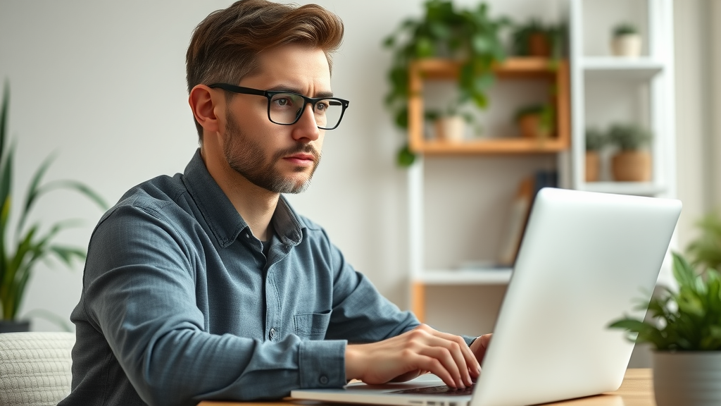 Digital marketer executing white hat link building tactics in home office