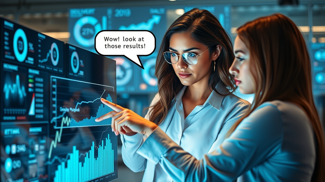 advertising guide for small business - business owner analyzing campaign results on a sophisticated social media dashboard with interactive charts and technology-rich workspace