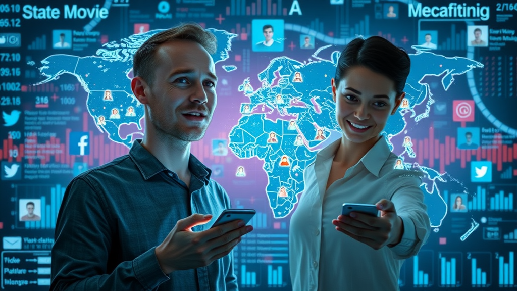 dynamic digital world map highlighting global social media activity, social media platforms highlighted with global user base, vibrant technological backdrop - social media platforms