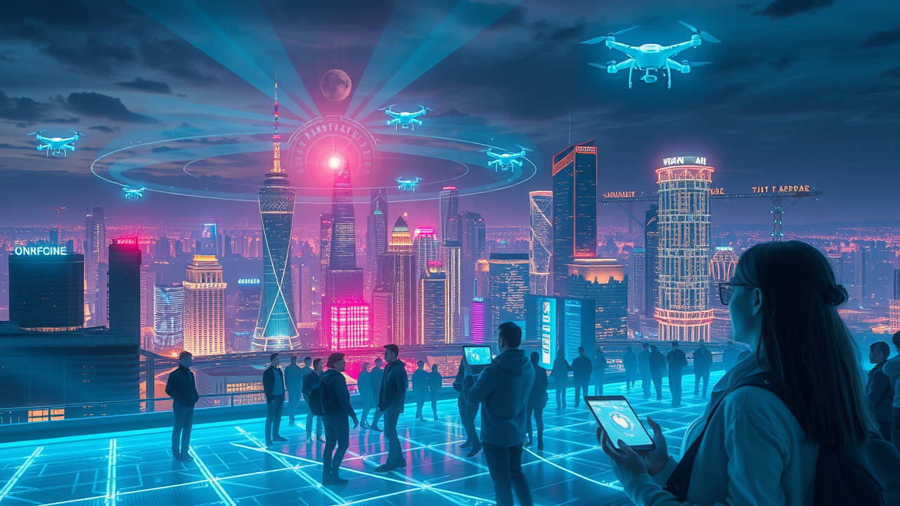 Futuristic cityscape showing next evolution of ai-powered content creation