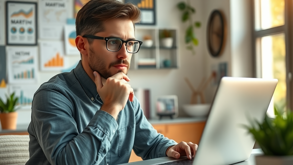 content marketing strategies digital marketer analyzing marketing performance graphs on a laptop