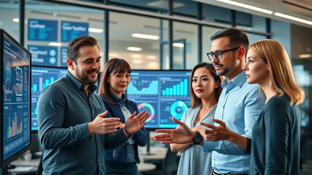 marketing team analyzing AI-generated data for personalized marketing with AI