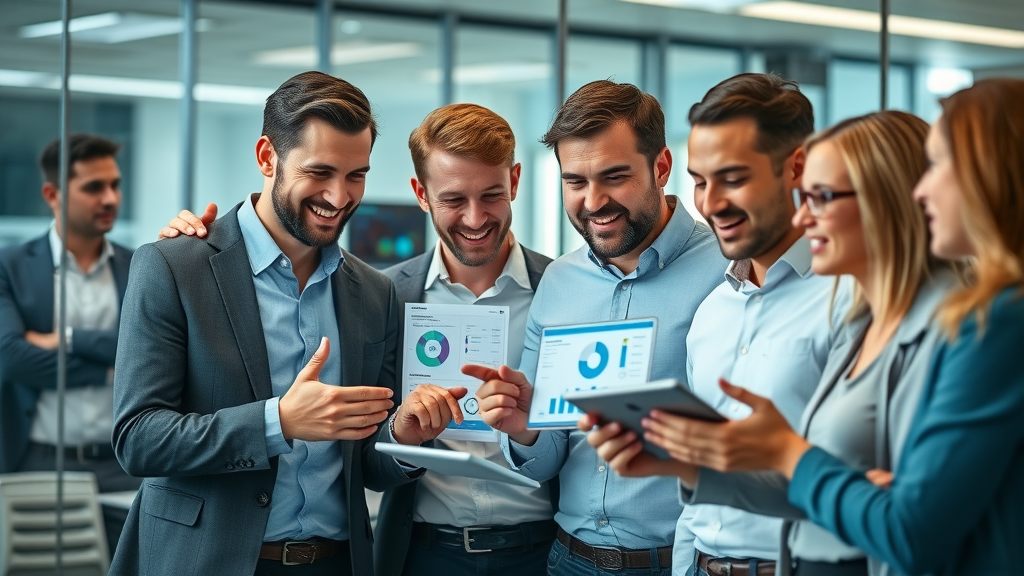 audience engagement business team digital data analysis modern office