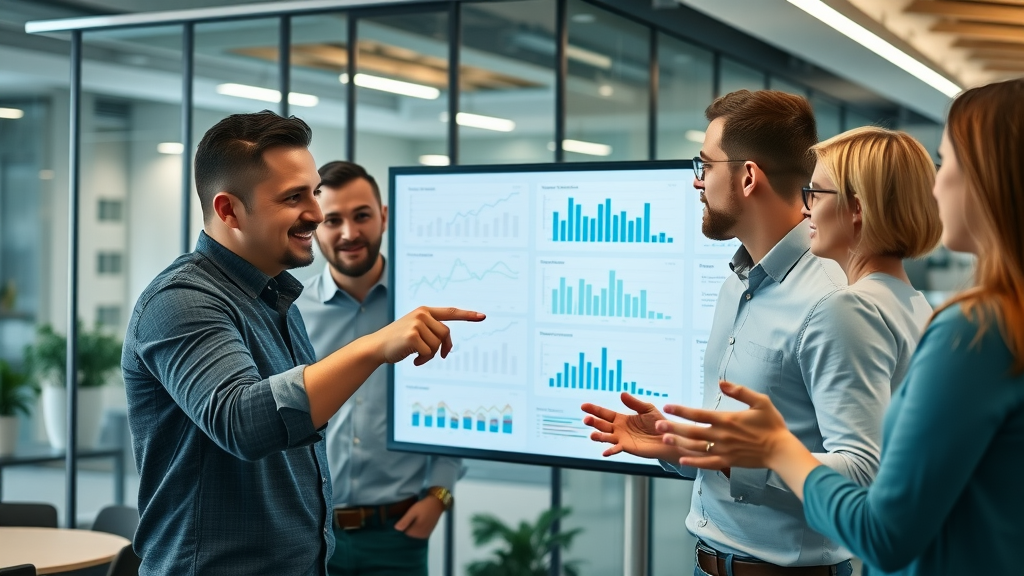 team analyzing facebook engagement metrics via dashboards for high engagement strategy