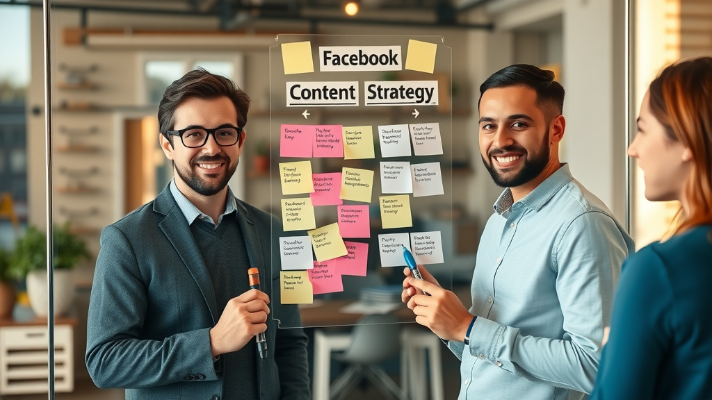 Small business owners mapping facebook content strategy and scheduling posts for a local brand