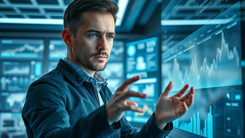 innovative data analytics concept for predictive analytics in marketing, marketer analyzing trends in modern tech lab
