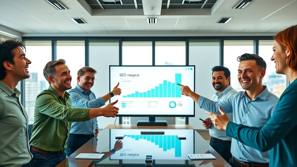 team celebrating successful results from applying on-page SEO techniques and doubling organic traffic