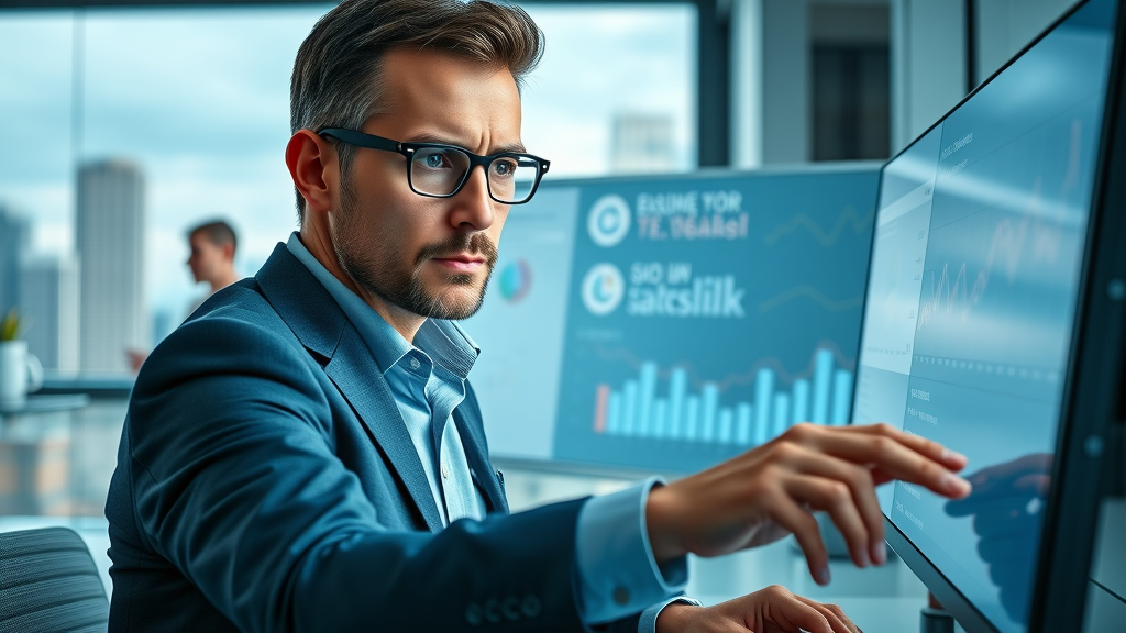 SEO expert analyzing backlink graphs on business dashboard for link building methods