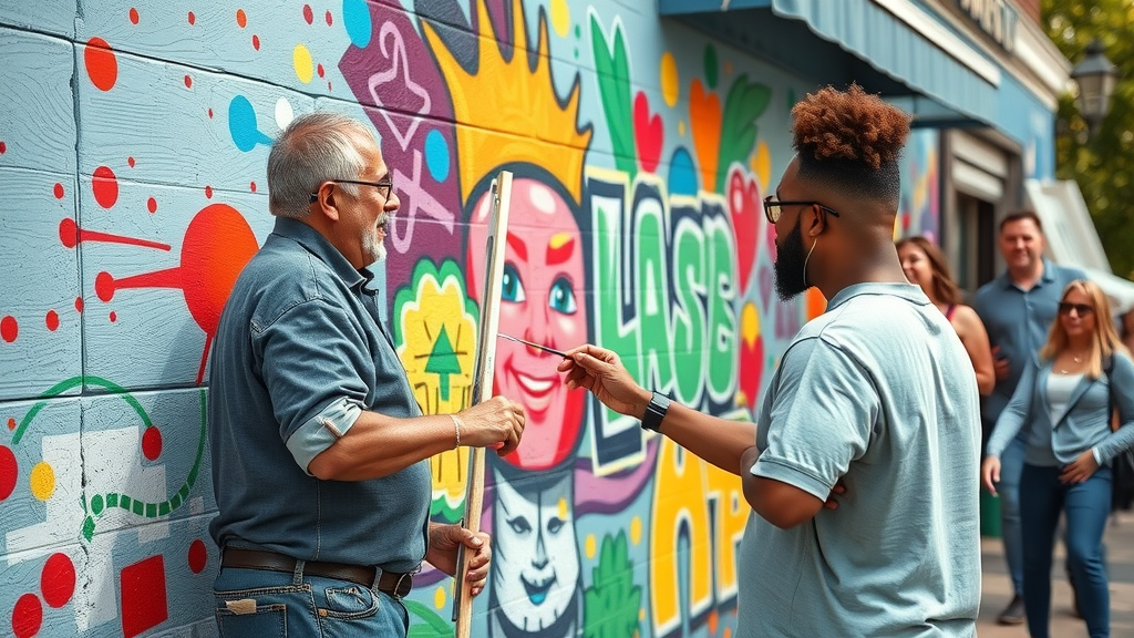 Colorful mural painting local business guerrilla marketing tactics