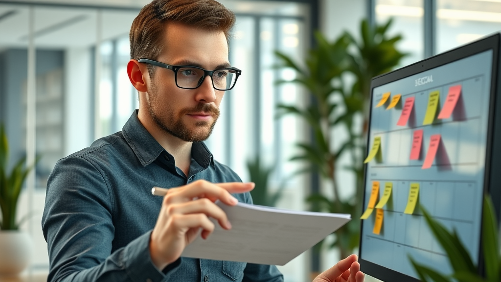 digital marketer planning strategy, sticky notes, scheduling social posts for top social media platforms, real-time analytics - social media platforms