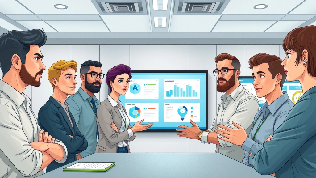 Marketing team collaborating during AI tools training in a modern office environment