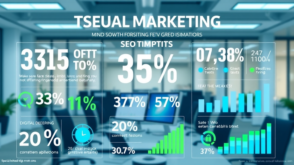 Infographic displaying digital marketing and SEO growth statistics, search engine market dominance, and content marketing trends.
