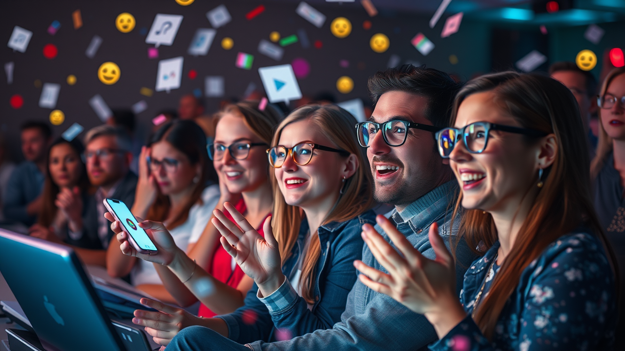 video engagement techniques - engaged digital audience interacting with video polls and quizzes