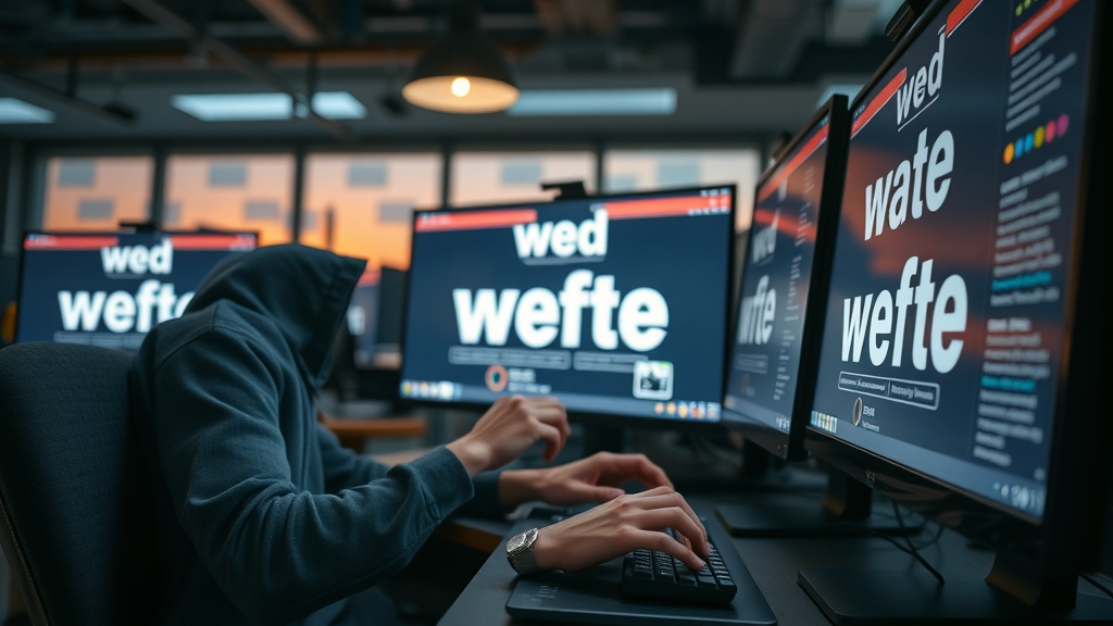 seo copywriting title optimization creative web designer crafting compelling titles on glowing screen