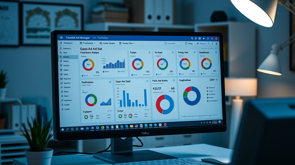 facebook ads manager dashboard showing multiple ad set performance
