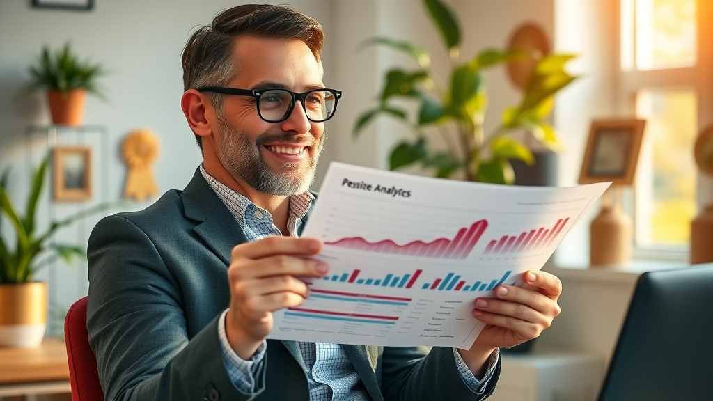 seo copywriting tips business owner reviewing analytics and growth report home office