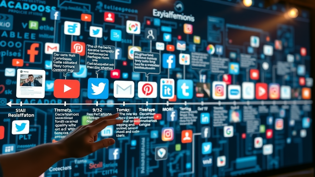 Timeline showing social media advertising evolution from organic posts to dynamic paid social ads