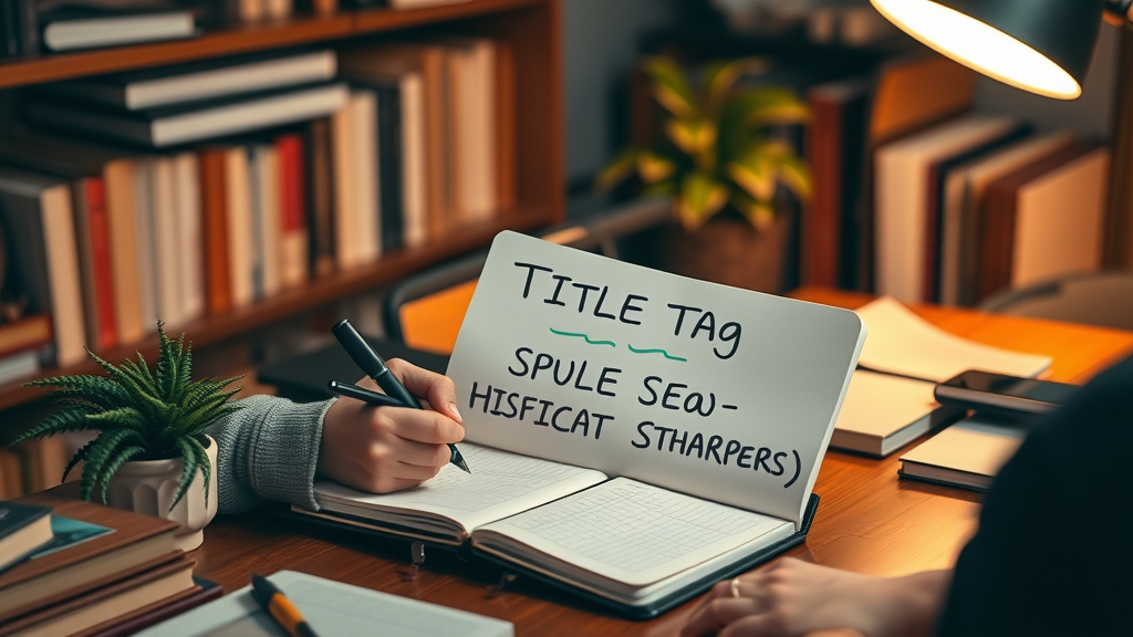 creative copywriter brainstorming SEO title tag ideas for better ranking