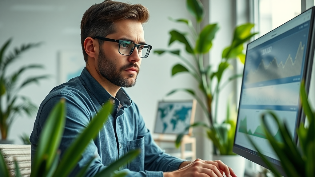data analyst evaluating SEO content optimization performance metrics dashboard