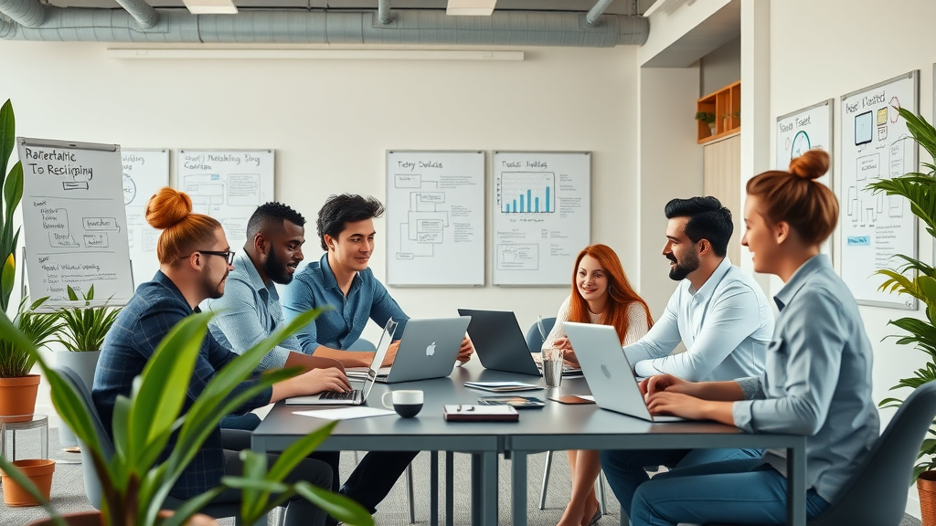 content marketing tools modern office collaborative marketing team
