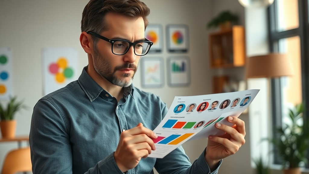 Marketing strategist analyzing demographic data and buyer personas for digital marketing tips