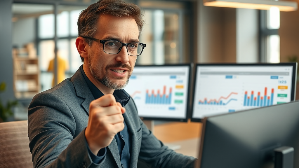 Conversion Rate Optimization - marketing strategist conducting A/B tests on marketing dashboards with divergent graphs